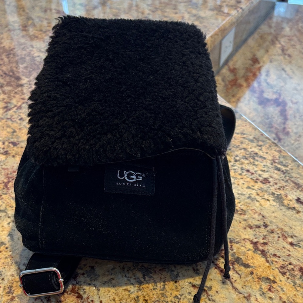 Ugg Black Shearling Mini Backpack With Bag Cover! - image 1